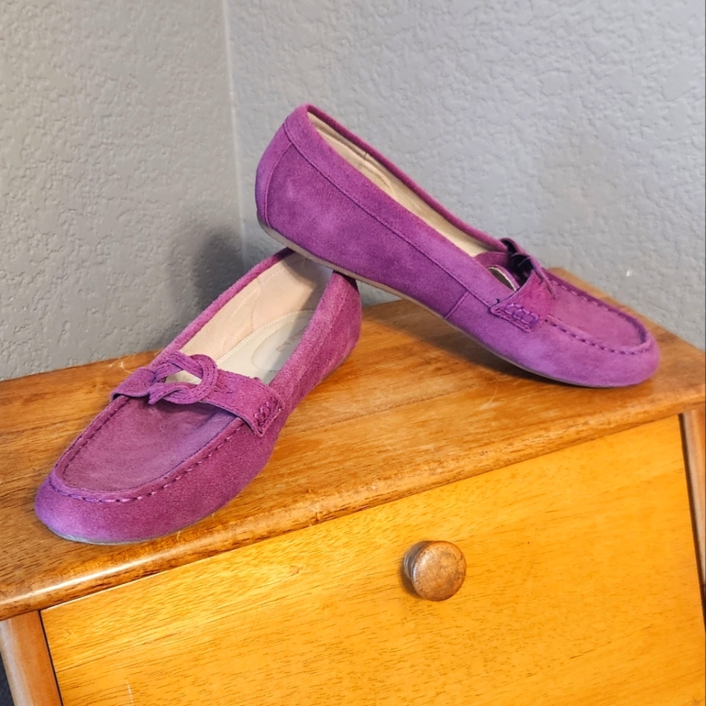 Lands' End Purple‎ Suede Loafers, Size 9.5B - Picture 4 of 9
